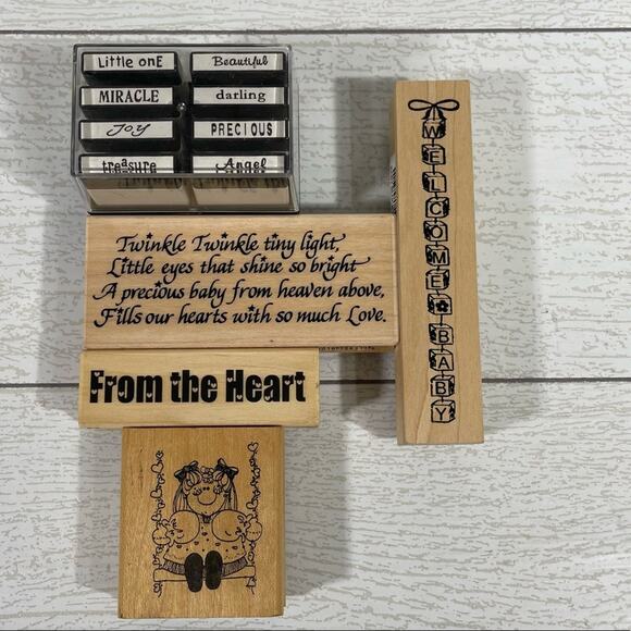 Wood and Rubber Stamp 5 Piece Baby Bundle - Picture 1 of 9
